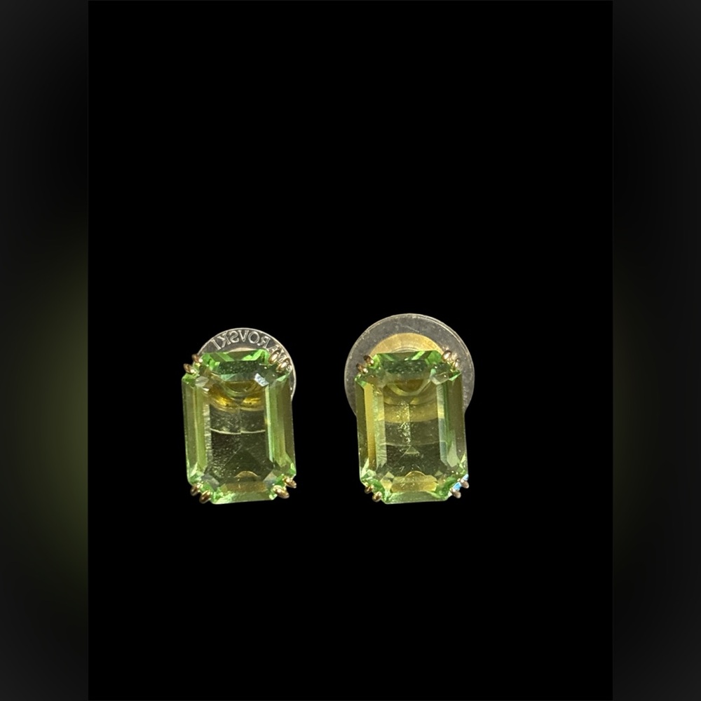 Vintage Swarovski rectangle lime green stone earrings
